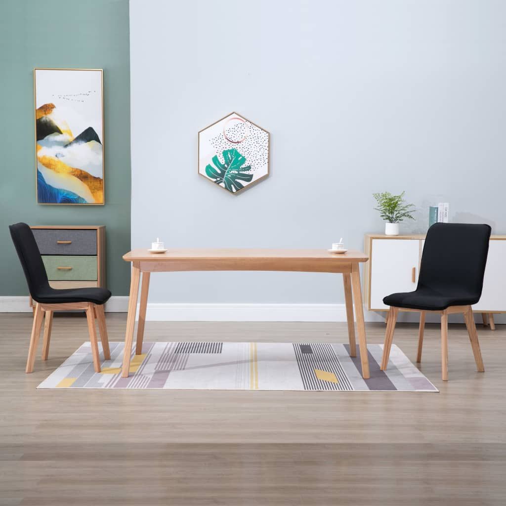 vidaXL Krzesła do jadalni, 2 szt., czarne, tkanina i lity dąb