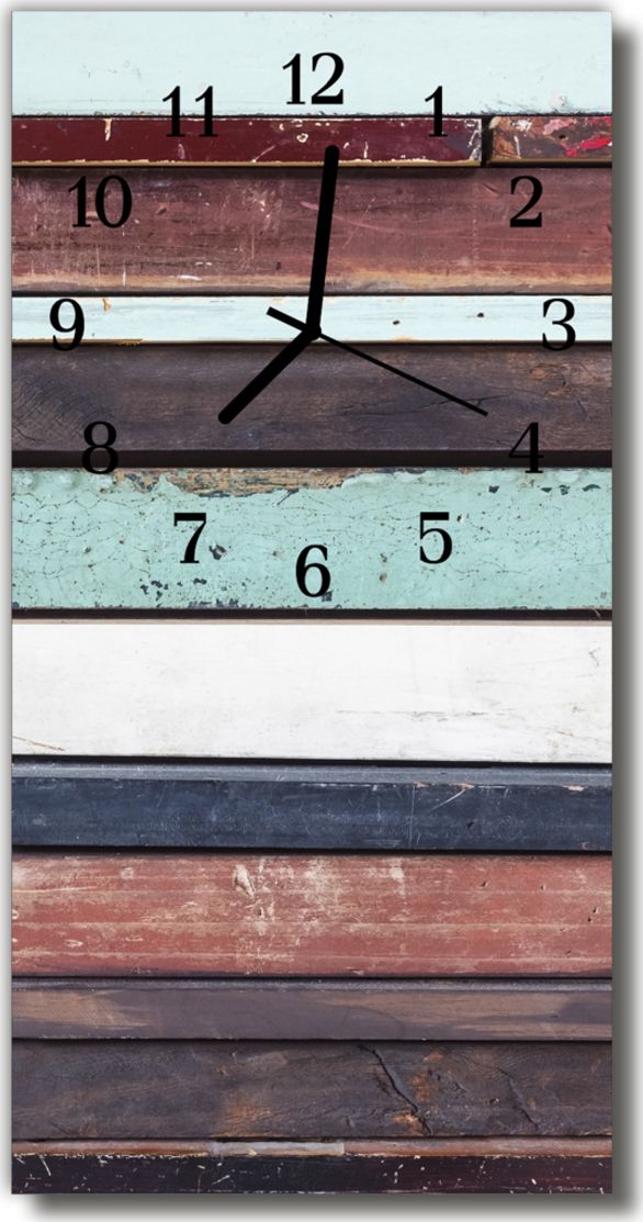 Tulup Zegar Szklany Pionowy Listwy drewniane kolorowy