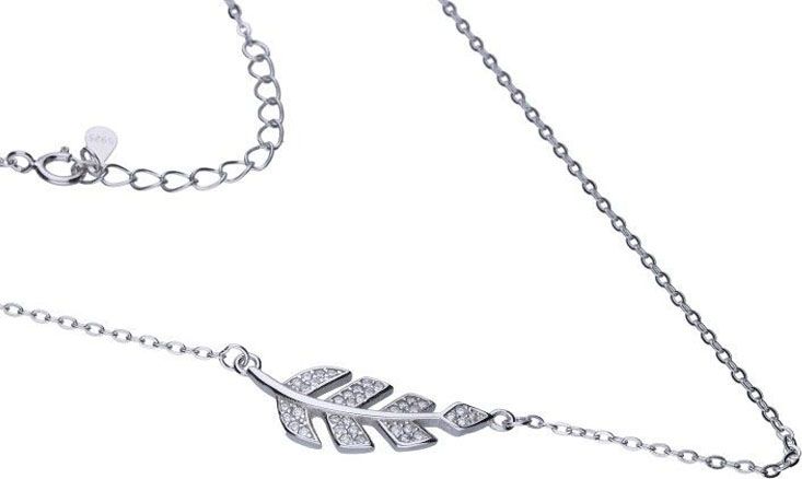 Lovrin Srebrny naszyjnik 925 piórko cyrkonie 3,25g