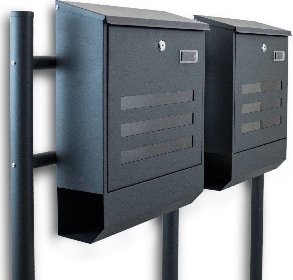 Bituxx SKRZYNKA NA LISTY WOLNOSTOJĄCA PODWÓJNA ANTRACYTOWA BITUXX + GAZETNIK