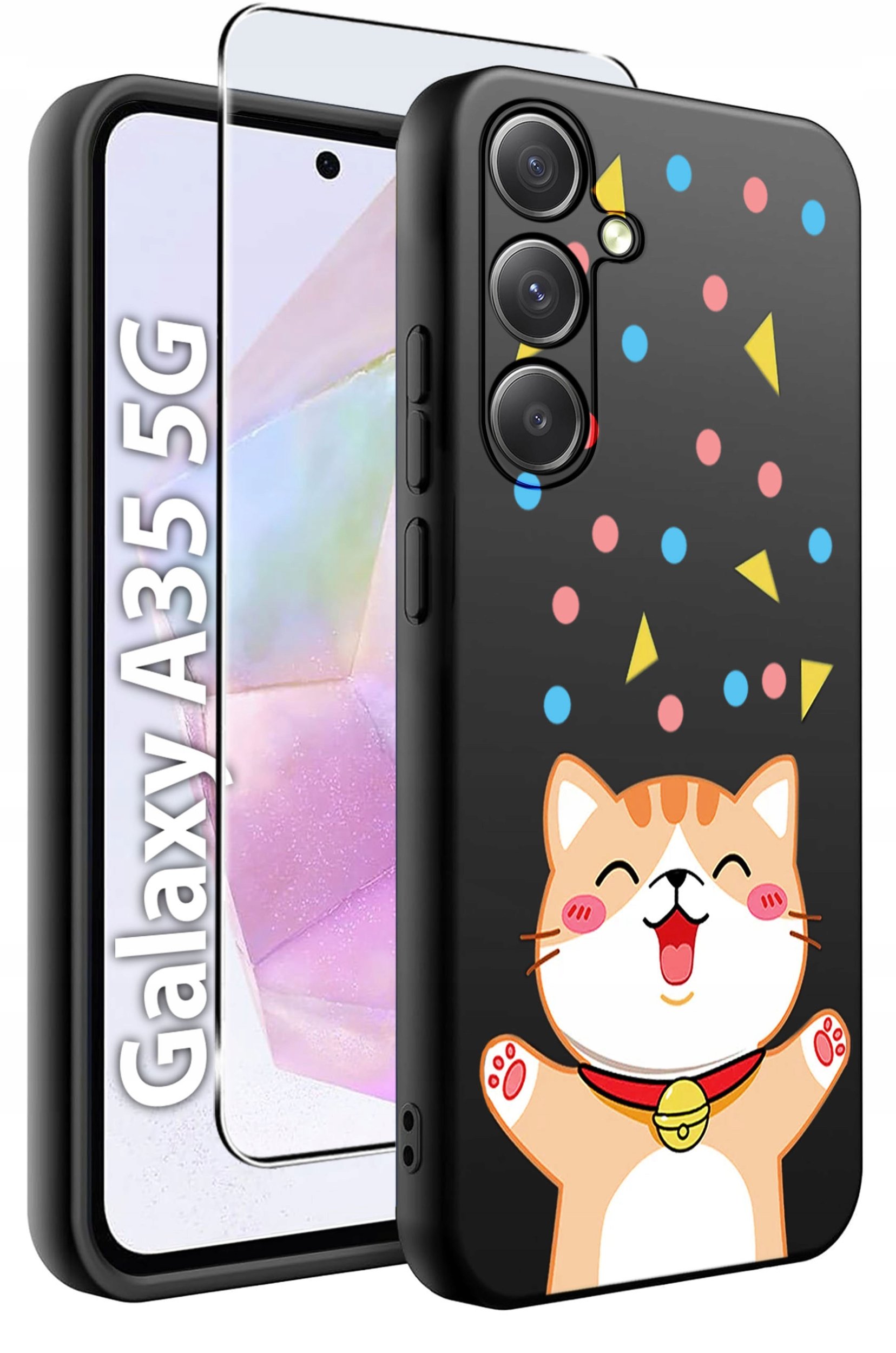 ETUI do Samsung A35 5G WZORY | SILIKONOWE MATT CASE + SZKŁO HARTOWANE 9H