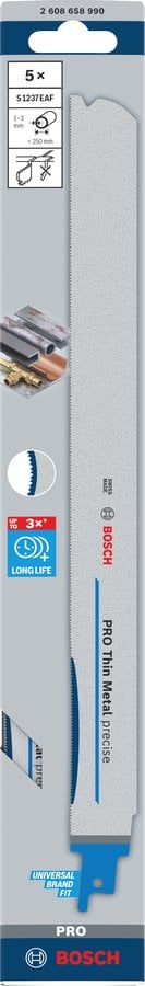 BOSCH BRZESZCZOT DO PIŁY SZABLASTEJ PRO THIN METAL PRECISE S1237EAF 1,1 x 25 x 300mm /5szt.