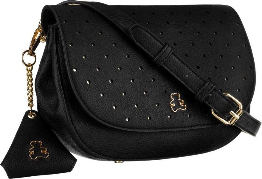 LuluCastagnette Listonoszka damska ze stylową, ażurową klapką i brelokiem LuluCastagnette NoSize