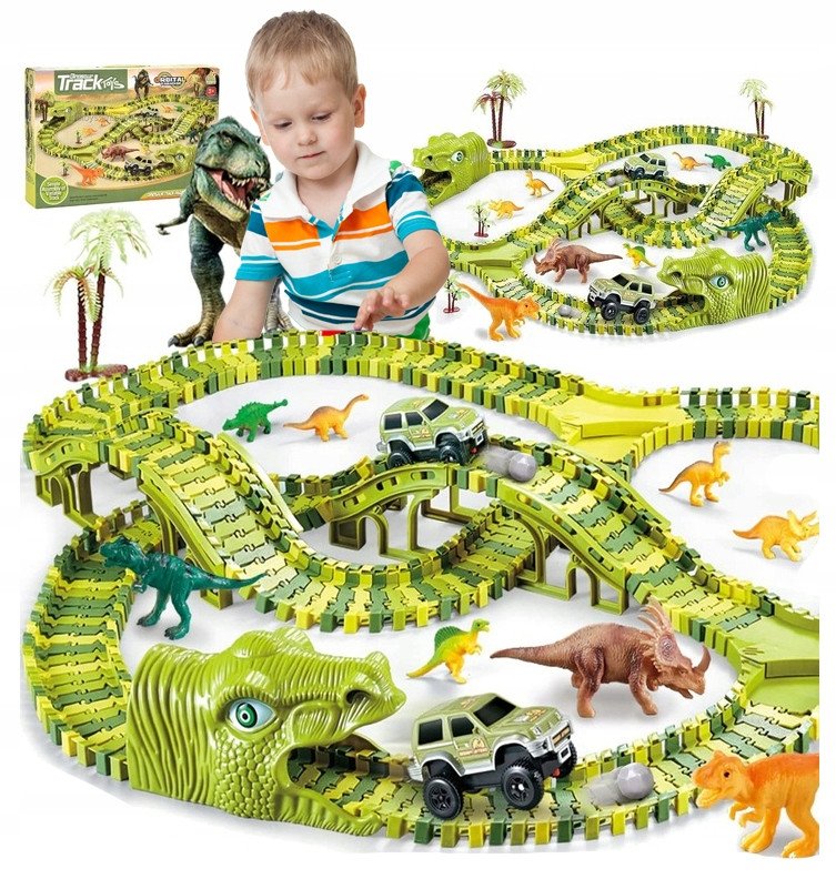 Tor samochodowy wyścigowy dinozaur dino park 270 elem 360cm magic track XXL
