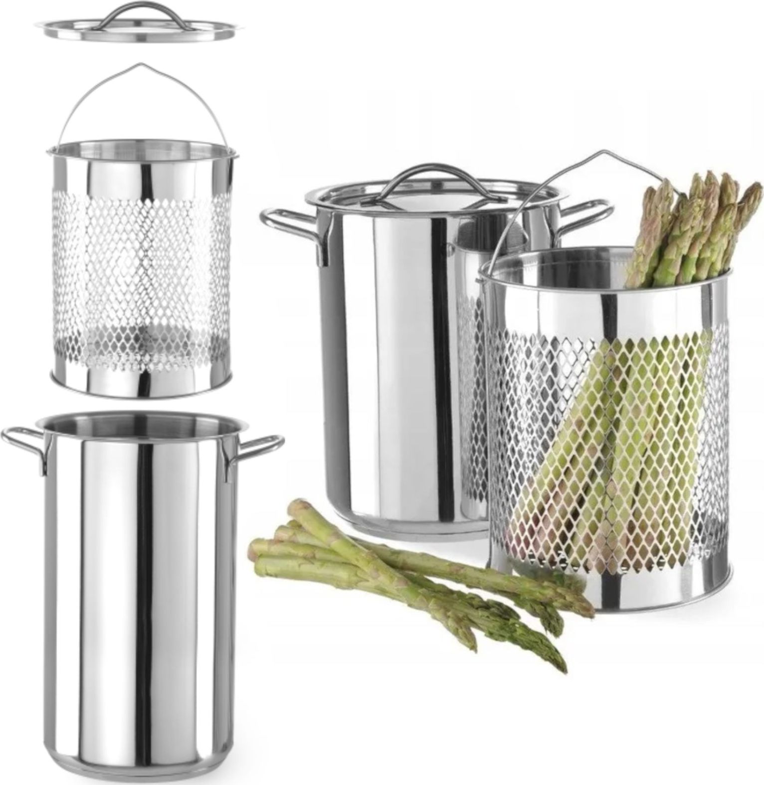 Hendi Garnek do szparagów makaronu z wkładem pokrywką XL 5.5 l - Hendi 833100 Garnek do szparagów makaronu z wkładem pokrywką XL 5.5 l - Hendi 833100