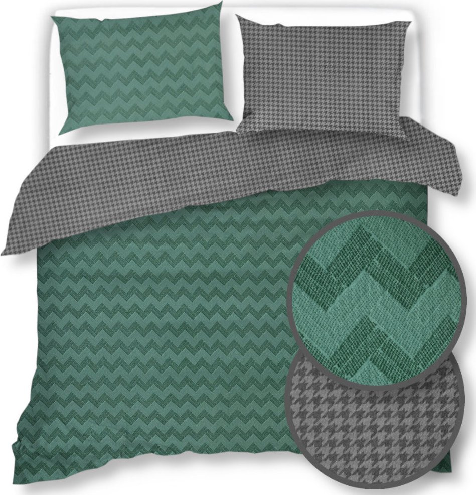 estilex Pościel Flanelowa 160X200 Zielono-Grafitowa 20223