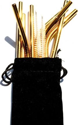 Ekoloco Słomki ze stali nierdzewnej złote 8 szt.