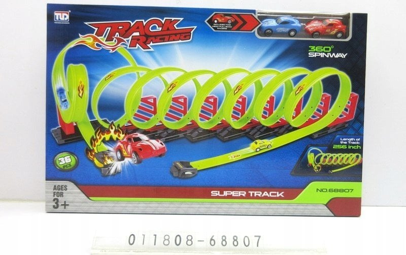 Triton Ekstremalny Tor Wyścigowy dla dzieci 3+ Pętle 360 stopni + 2 Autka rajdowe + Części konstrukcyjne 36 el.