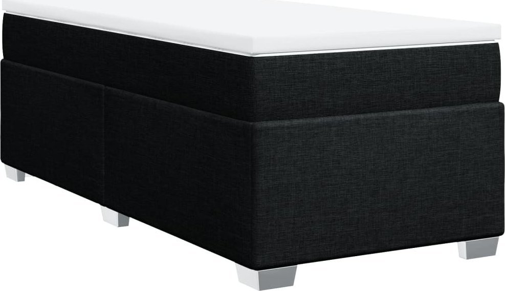 Łóżko Kontynentalne Z Materacem, Czarne, Tkanina, 90X200 Cm