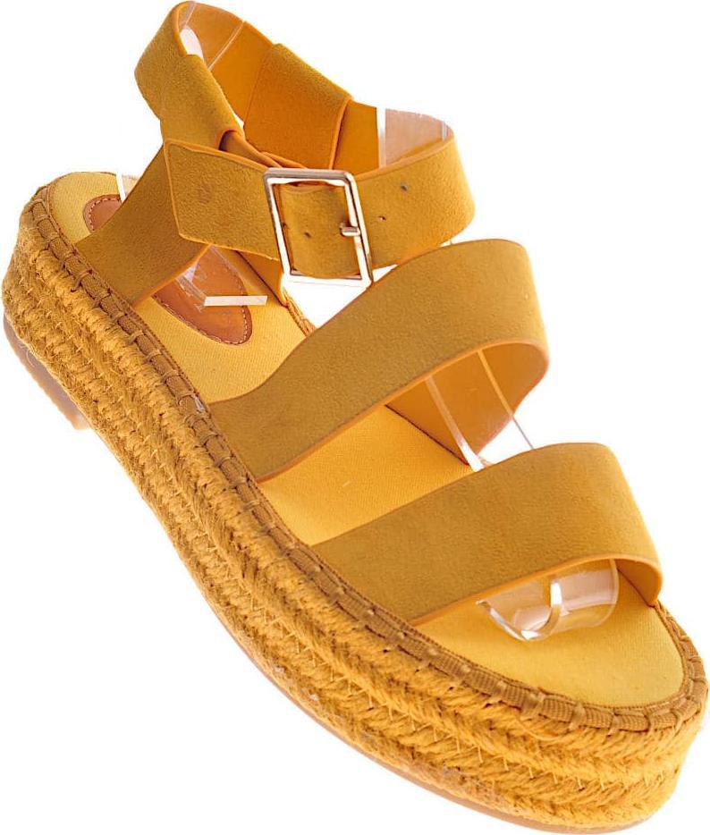 Pantofelek24 Żółte sandały damskie espadryle na platformie /G12-3 12218 T198/ 38