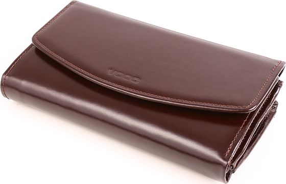 VOOC Duży skórzany portfel damski KEMER VOOC PPD6 Brązowy uniwersalny