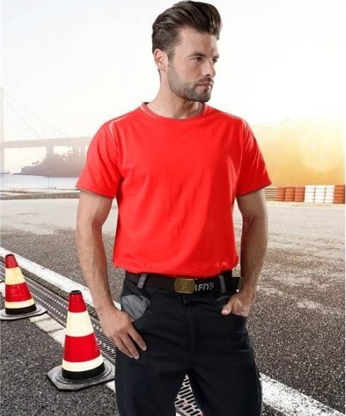 Ardon R8ED+ PODKOSZULEK - T-SHIRT, odblaskowe nadruki, 100% bawełna, 180 g/m - Czerwony H9732 M