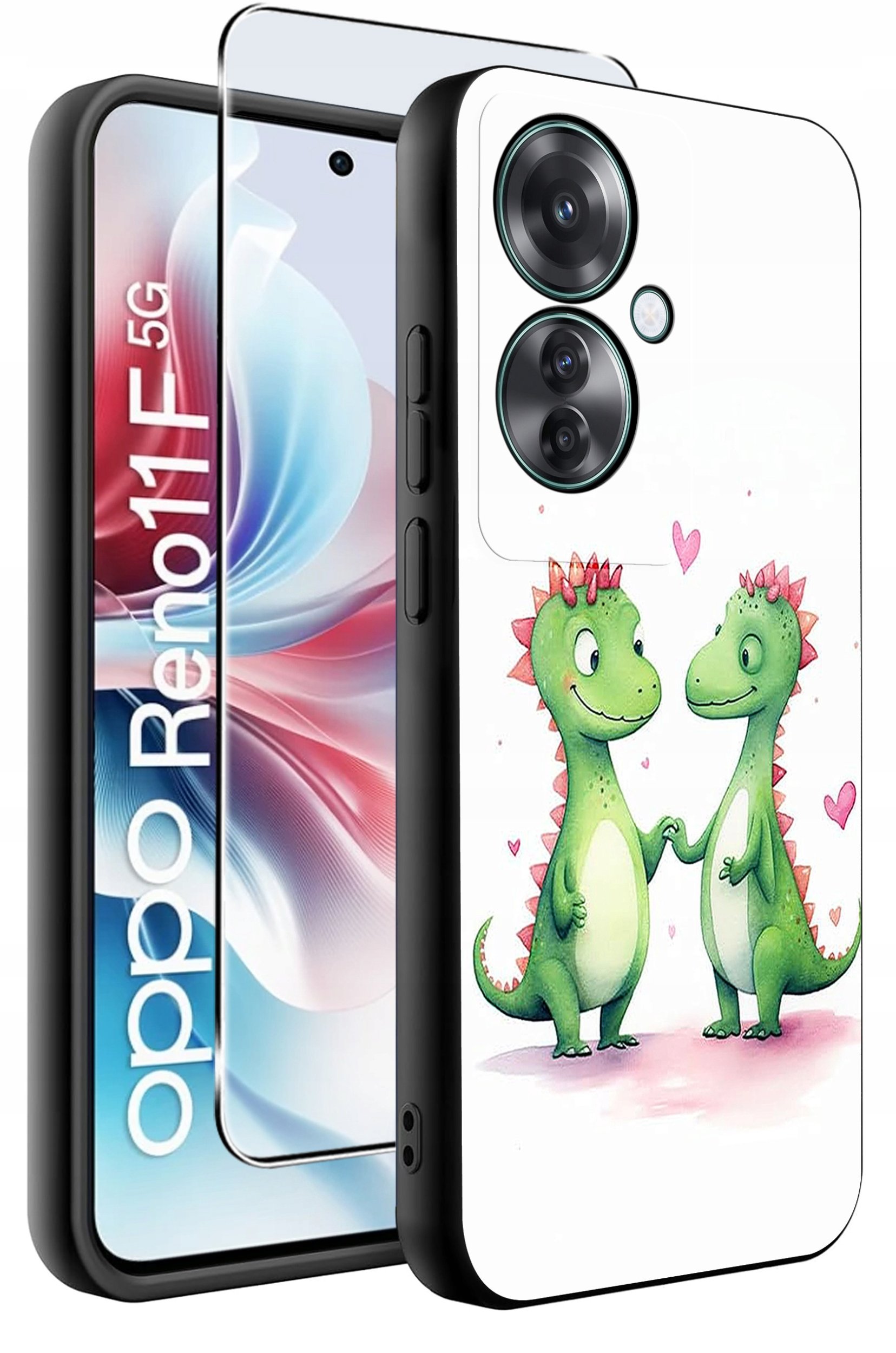 ETUI do Oppo Reno11 F 5G WZORY | SILIKONOWE MATT CASE + SZKŁO HARTOWANE 9H