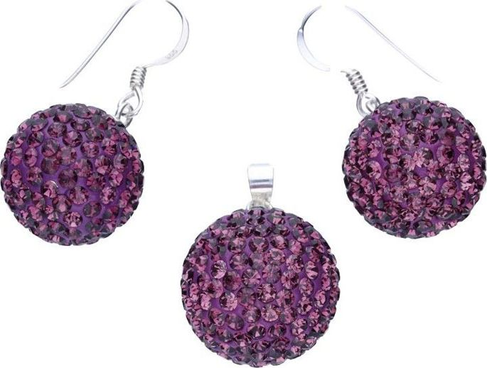 Lovrin Srebrny komplet 925 kuleczki z kryształkami 17,50g