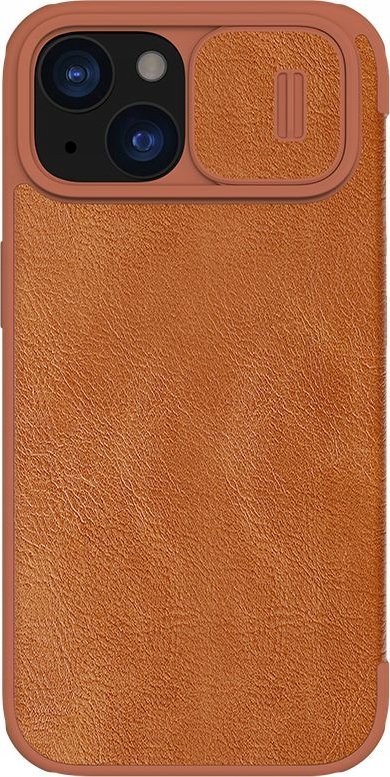 Nillkin Skórzane etui z klapką osłoną aparatu do iPhone 15 Pro Max Nillkin Qin Pro Leather - brązowe