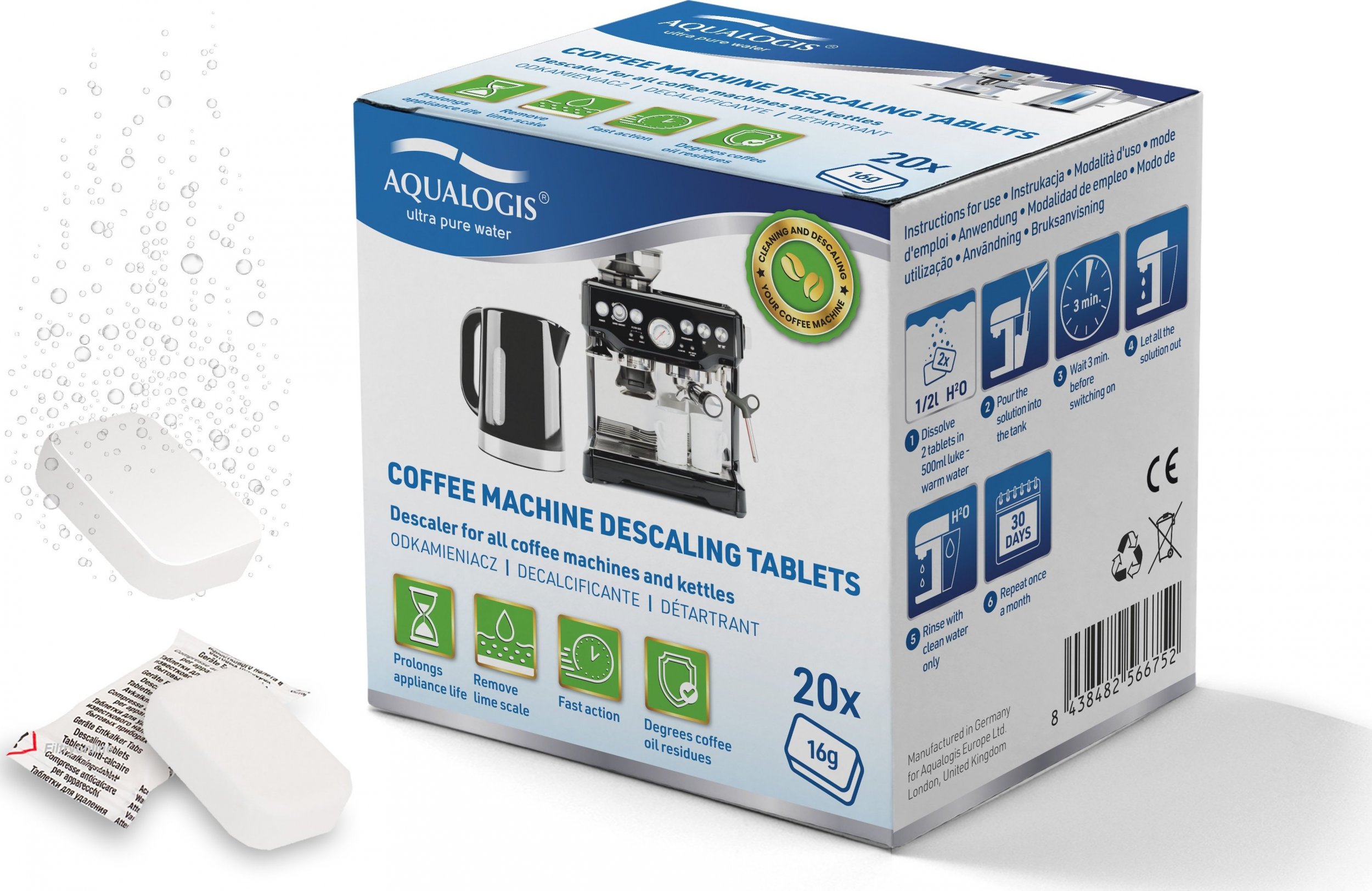 AQUALOGIS Aqualogis Decalc Tabletki Odkamieniające do Ekspresu Jura Siemens Krups 20szt