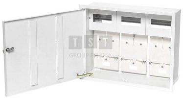 RW-S-3L-18Z Rozdzielnica podtynkowa 3-licznikowa 1-fazowa 18 modułów IP30 stalowa RW-S-3L-18Z