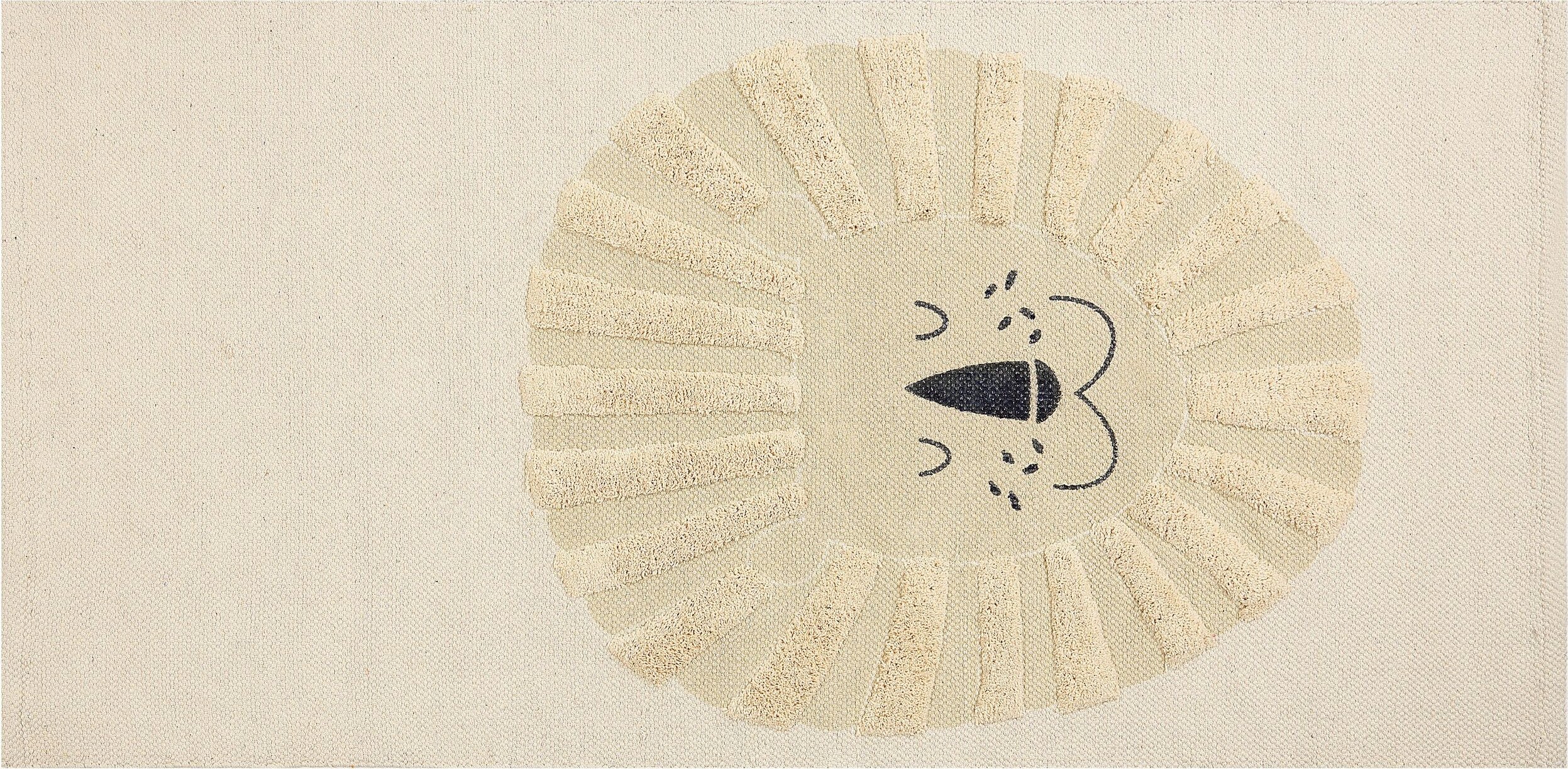 Beliani Dywan dziecięcy bawełniany motyw lwa 80 x 150 cm beżowy BALARI