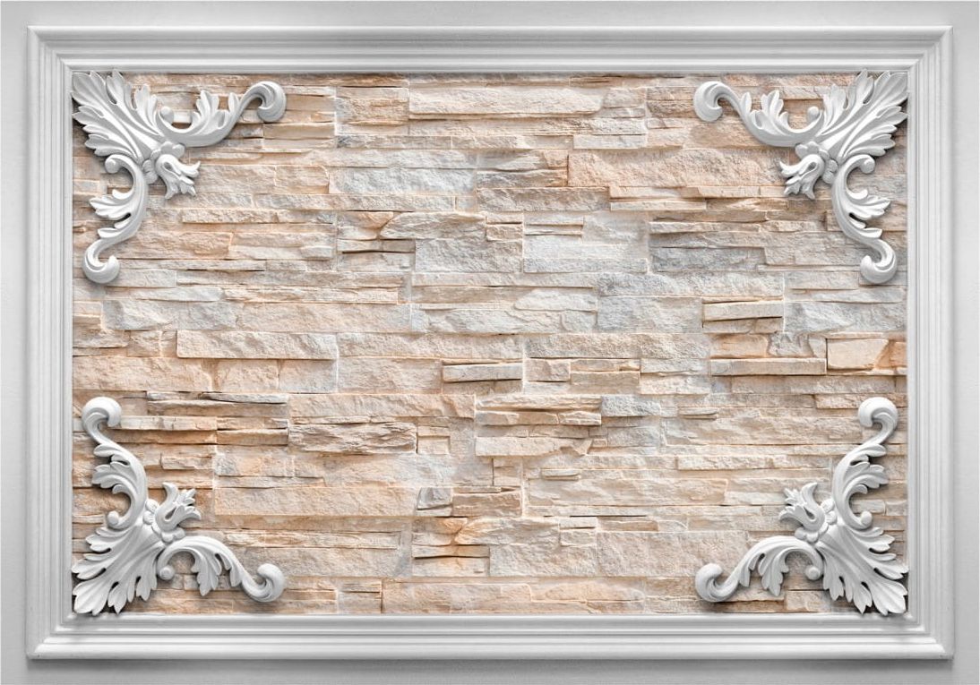 DecoNest Fototapeta - Cegła w ramce (pomarańczowy) - 250X175