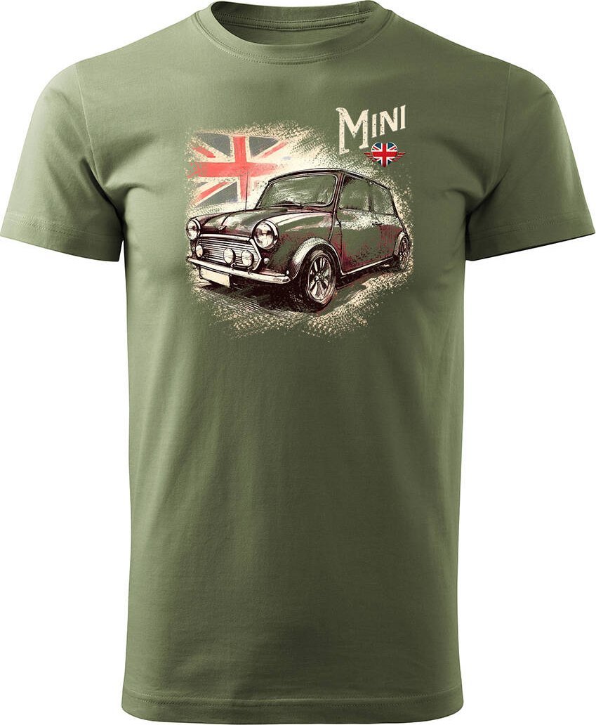 Topslang Koszulka z samochodem Mini Morris Mini Cooper kolekcjonerska męska khaki REGULAR M