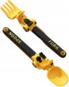 Zabawne sztućce zastawa stołowa motocykl łyżka i widelec dla dzieci żółty