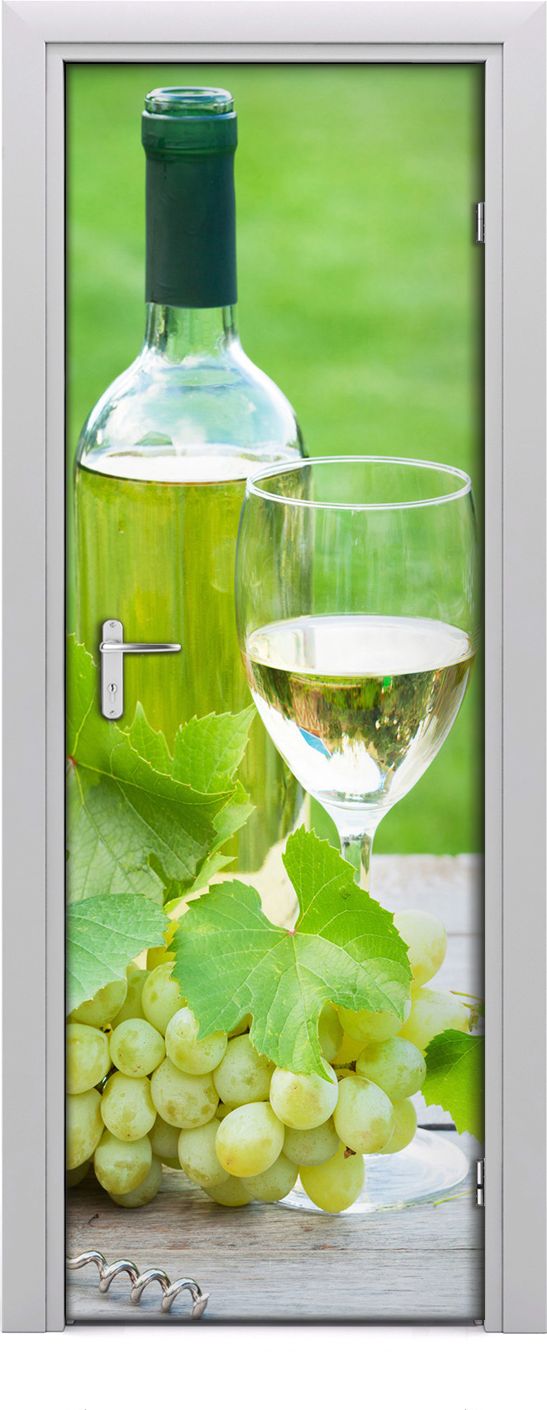 Tulup Fototapeta samoprzylepna na drzwi 75 x 205 cm Winogrona i wino