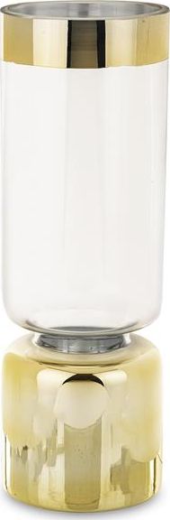 Art-Pol Szklany wazon z złotą podstawką i obwódką H: 35,5