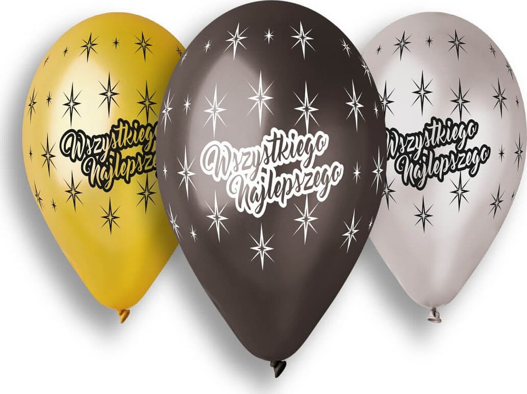 GMR Balony metaliczne Wszystkiego Najlepszego - 33 cm - 5 szt. uniwersalny