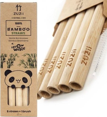 ZUZii Słomki bambusowe duże 5szt.+czyścik
