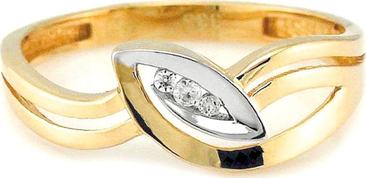 Lovrin Złoty szeroki pierścionek 585 z białym złotem 1,38 g