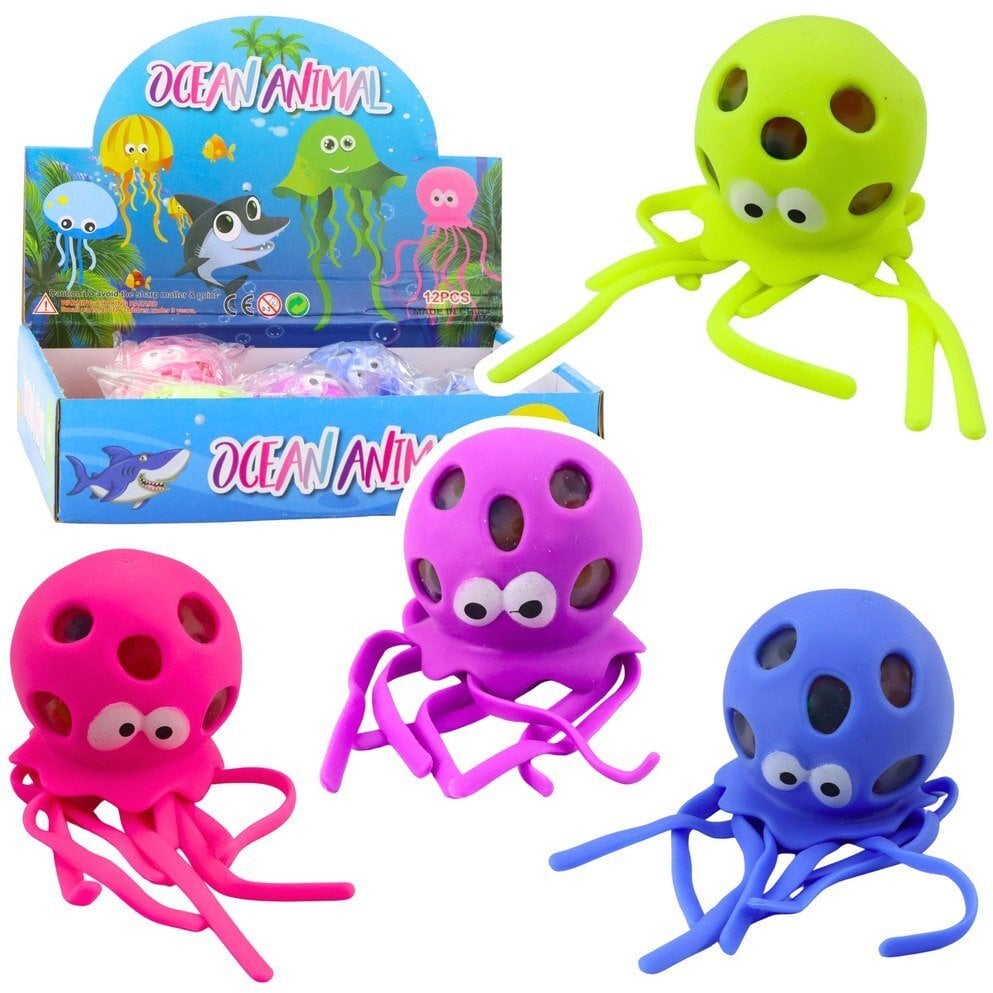 LeanToys Ośmiornica Gniotek Antystresowy Sensoryczny Z Kulkami Żelowymi Mix