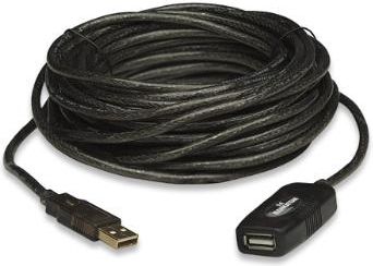Kabel USB Manhattan USB-A - USB-A 20 m Czarny (150958)