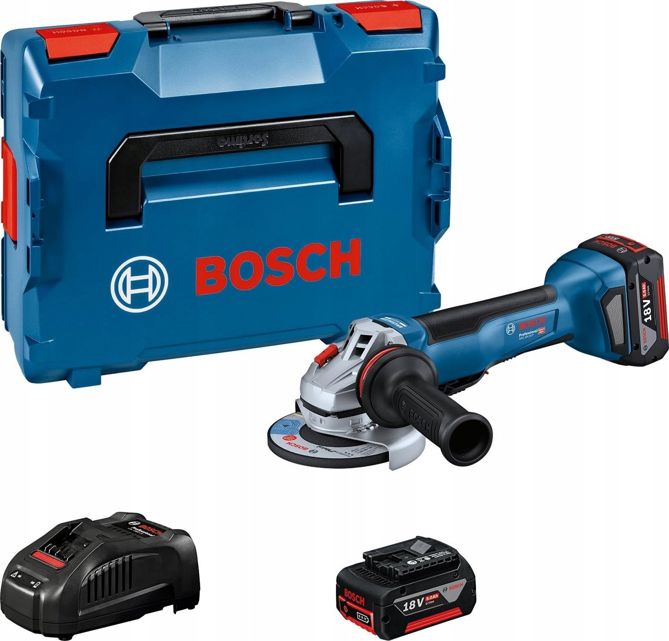 Szlifierka Bosch Bosch cordless angle grinder GWS 18V-10 P Professional, 125mm (blue/black, 2x Li-ion battery 5.0Ah, in L-BOXX)
