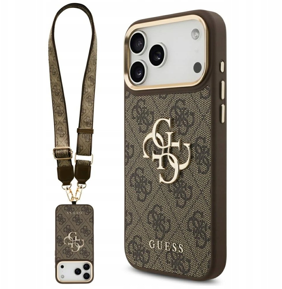 Etui Guess 4G Big 4G Classic Logo Big Strap Metal Buttons do iPhone 17 Pro Max brązowy