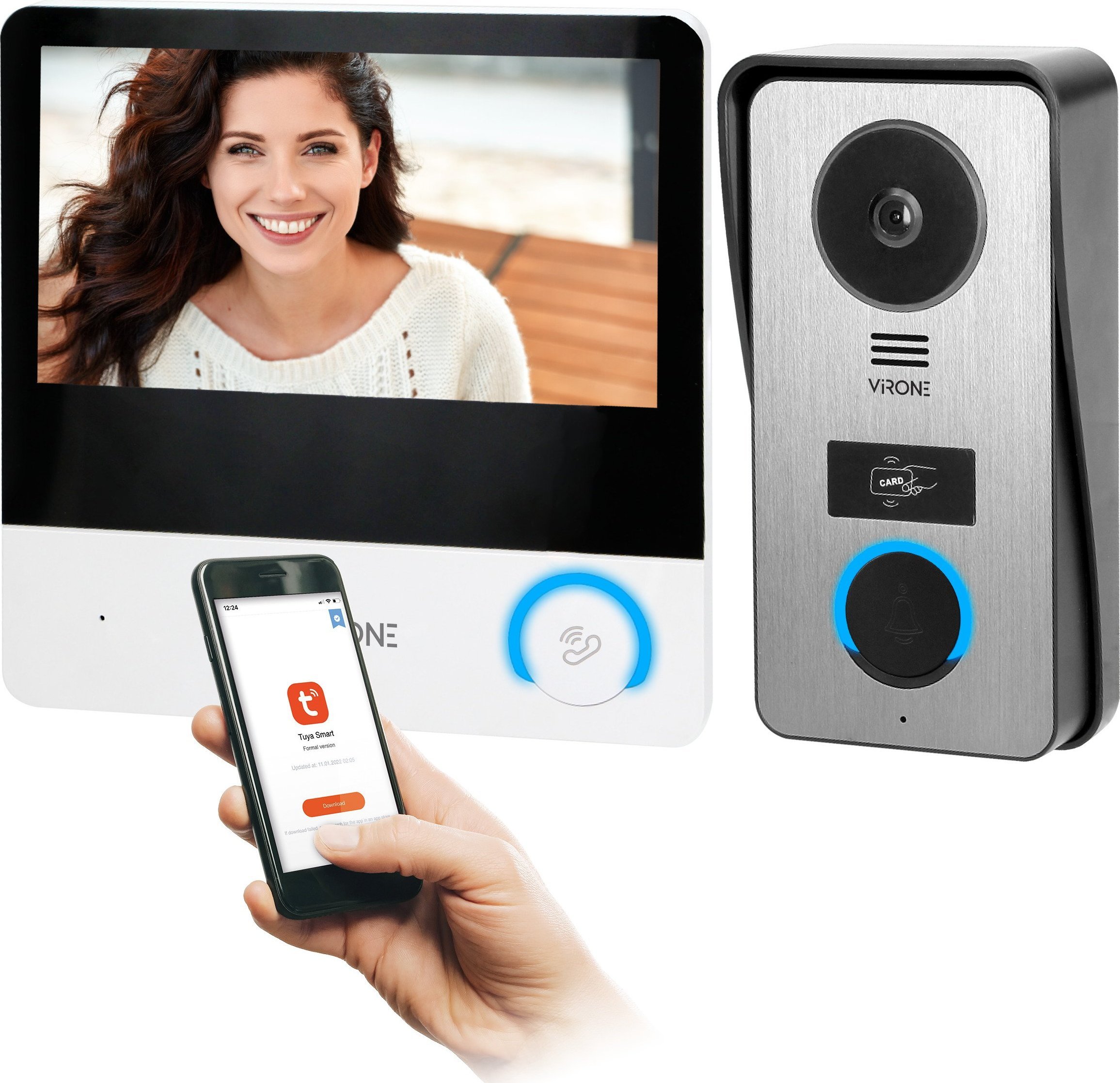 Orno PAVONIS, zestaw wideodomofonowy, 4-żyłowy, 7", Wi-Fi, ekran dotykowy, Full HD, RFID