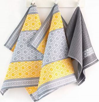 Darymex Komplet ścierek bawełna 2x50x70 + ręcznik 30x50 / Marsala żółty