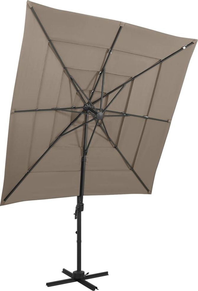 vidaXL 4-poziomowy parasol na aluminiowym słupku, taupe, 250x250 cm