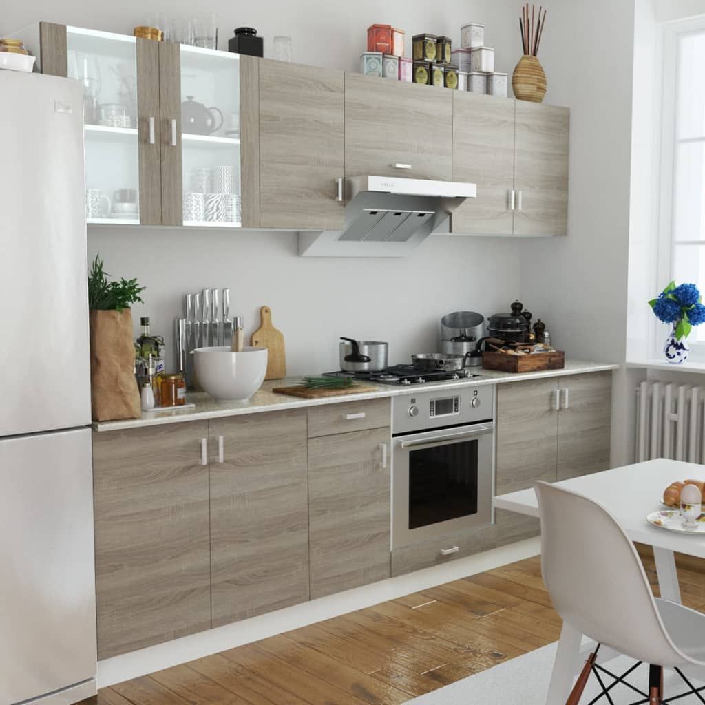 vidaXL Zestaw mebli kuchennych w kolorze dębu, 8 części