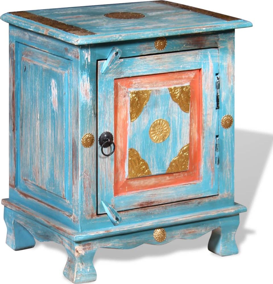 vidaXL Szafka nocna, lite drewno mango, kolor niebieski