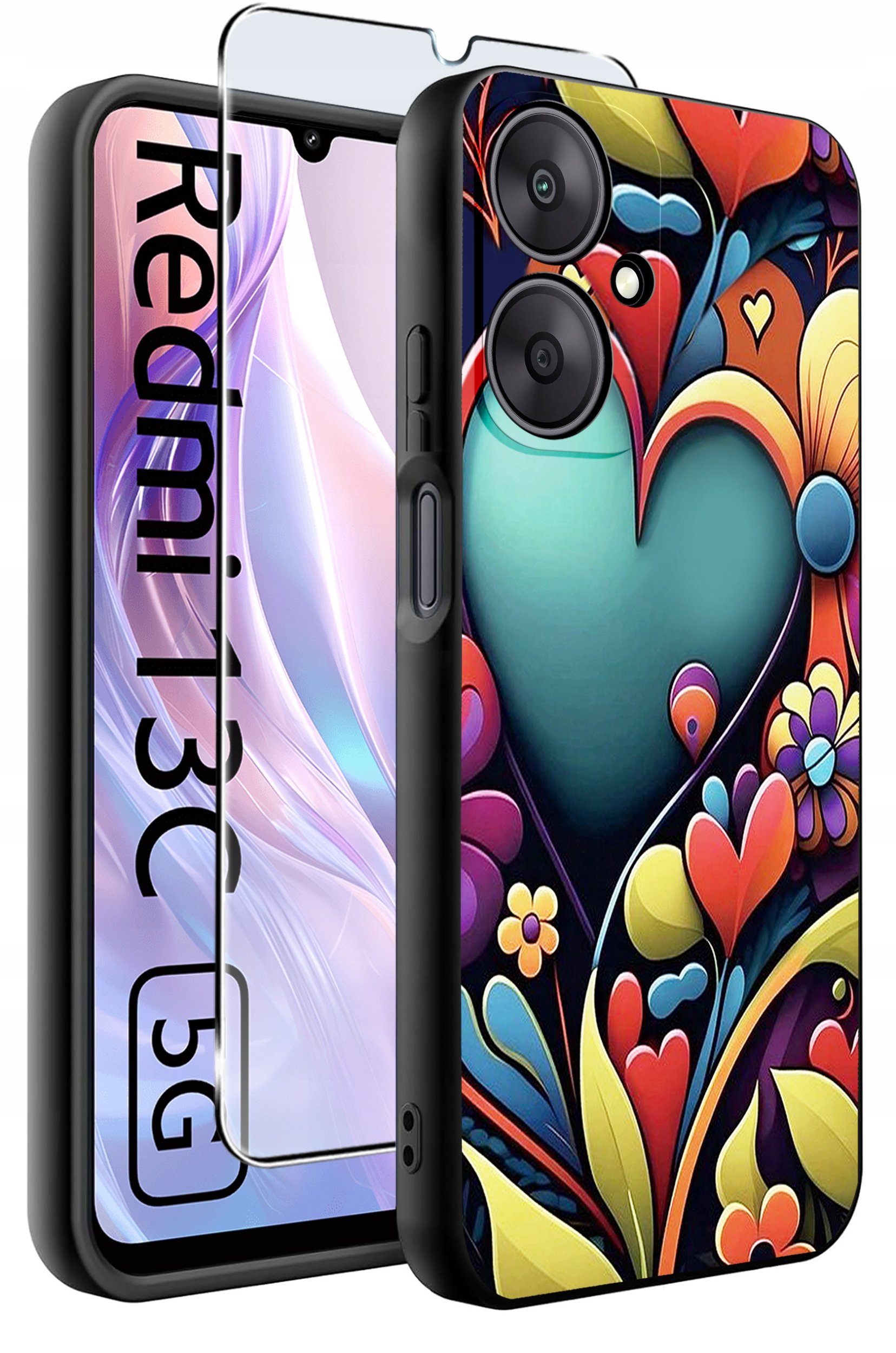 ETUI do Xiaomi Redmi 13C 5G WZORY |SILIKONOWE MATT CASE +SZKŁO HARTOWANE 9H