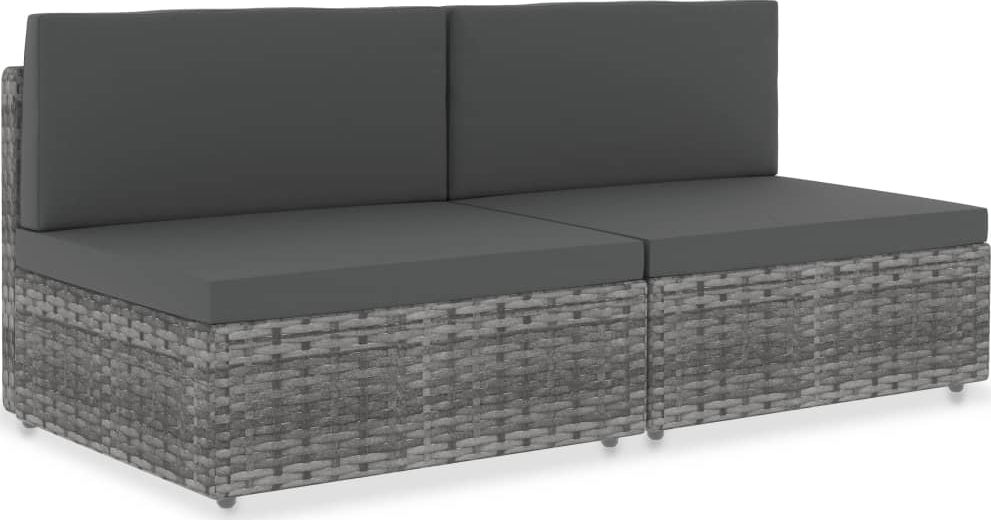 vidaXL sofa modułowa 2-osobowa, rattan PE, szara (49523)