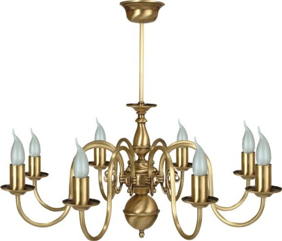 Lampa wisząca Solar Żyrandol z mosiądzu FLAMAND 8 płomienny