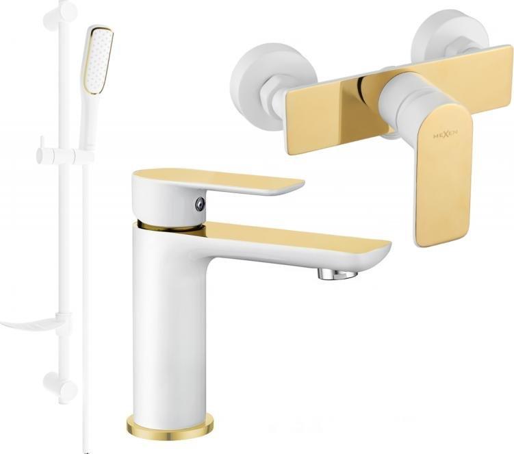 Bateria prysznicowa Mexen Mexen Alfa DF49 zestaw prysznicowy, biały/złoty - 745704DF49-25
