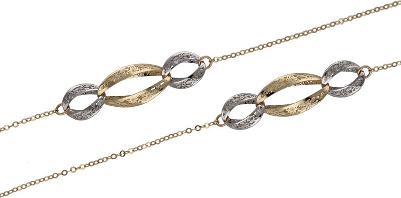 Lovrin Złoty naszyjnik 585 elipsy białe żółte złoto 5,68g