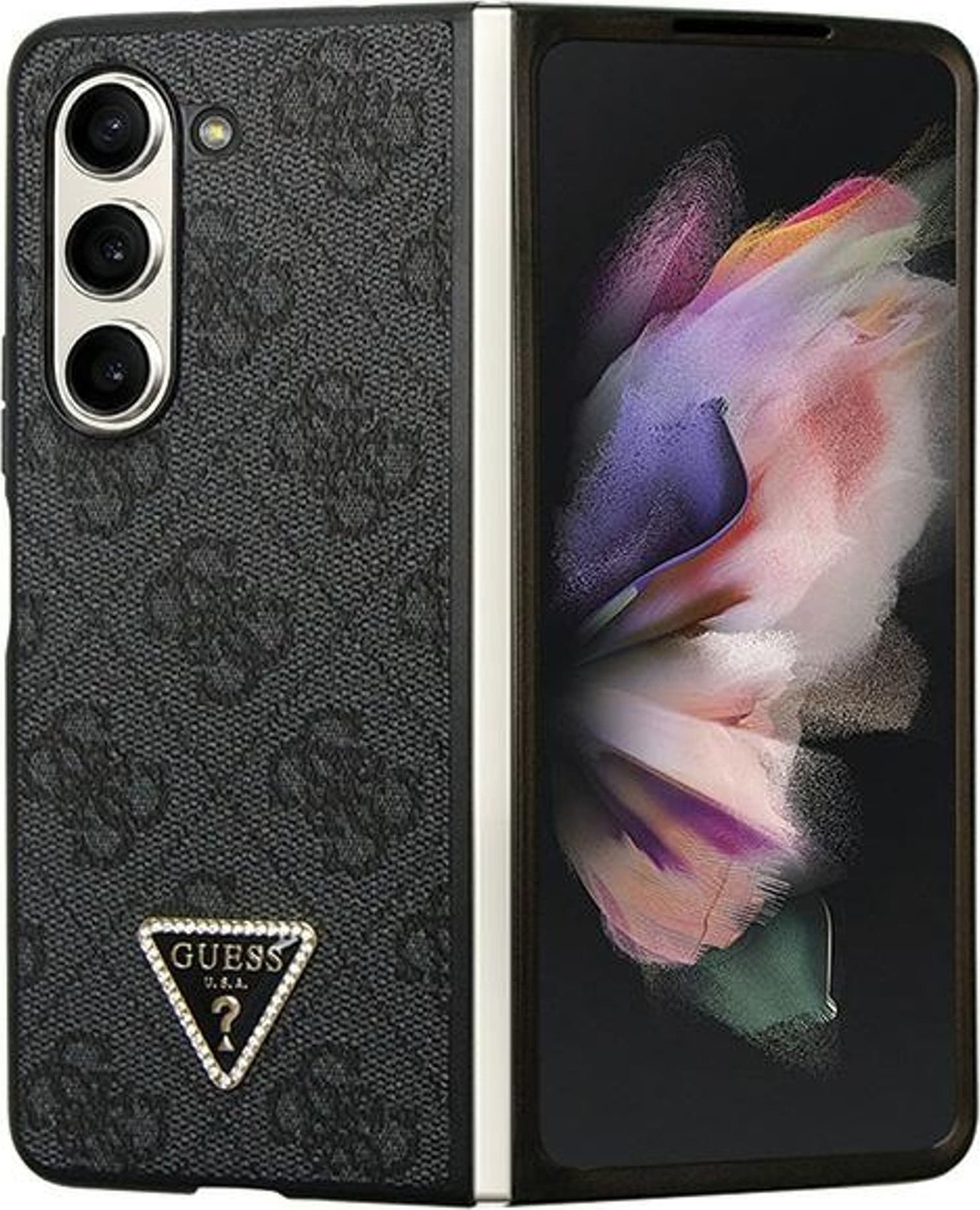 Guess GUHCZFD5P4TDPK F946 Z Fold5 czarny/black hardcase Leather 4G Diamond Triangle
