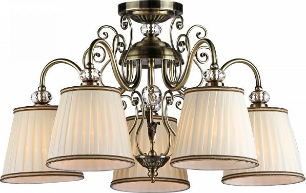 Lampa wisząca Maytoni Żyrandol mosiądz materiałowy Maytoni Vintage ARM420-05-R