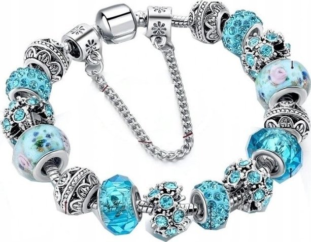 Sfera Damska Bransoletka modułowa Charms Beads Błękitna 20 cm