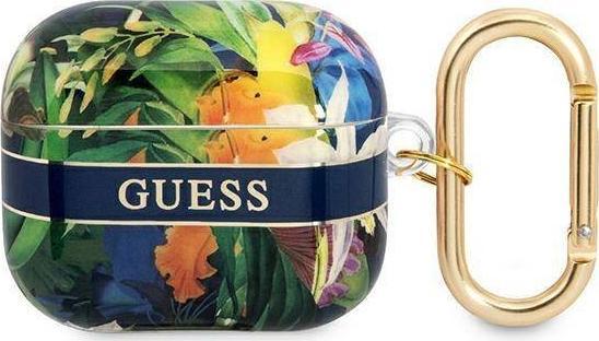 Guess Etui ochronne Flower Strap Collection do AirPods 3 niebieskie