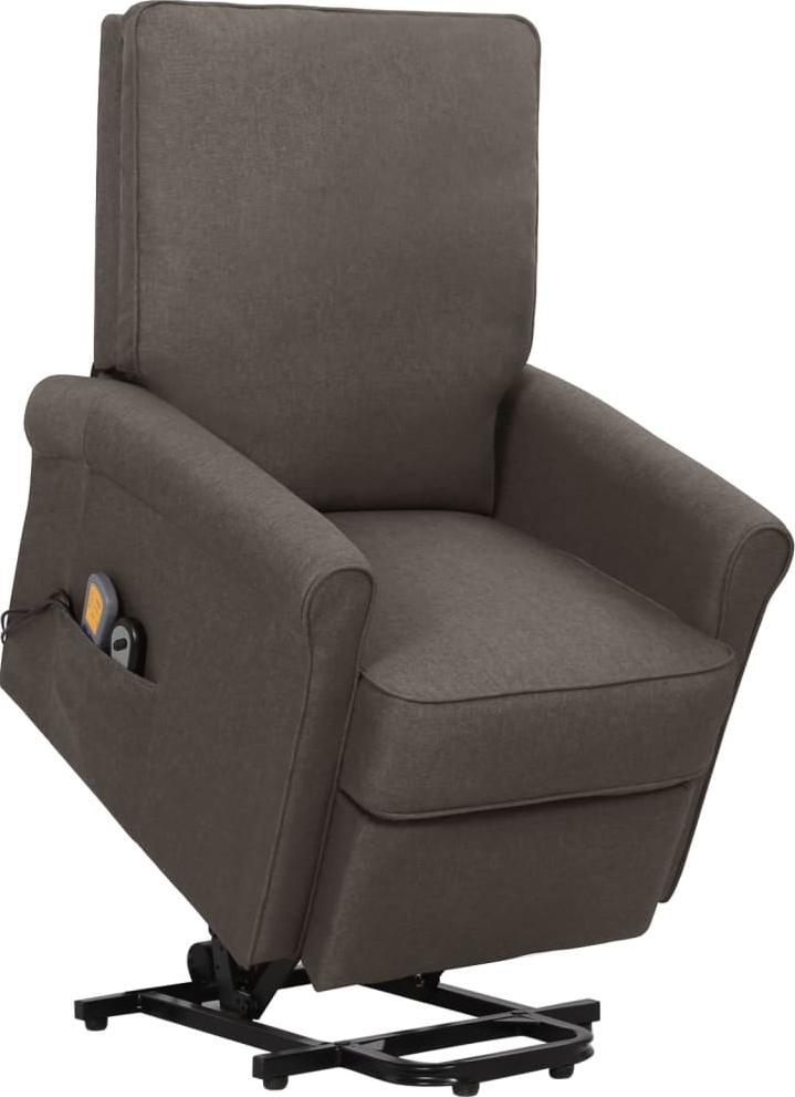 vidaXL Masujący fotel podnoszony, rozkładany, brązowy, tkanina