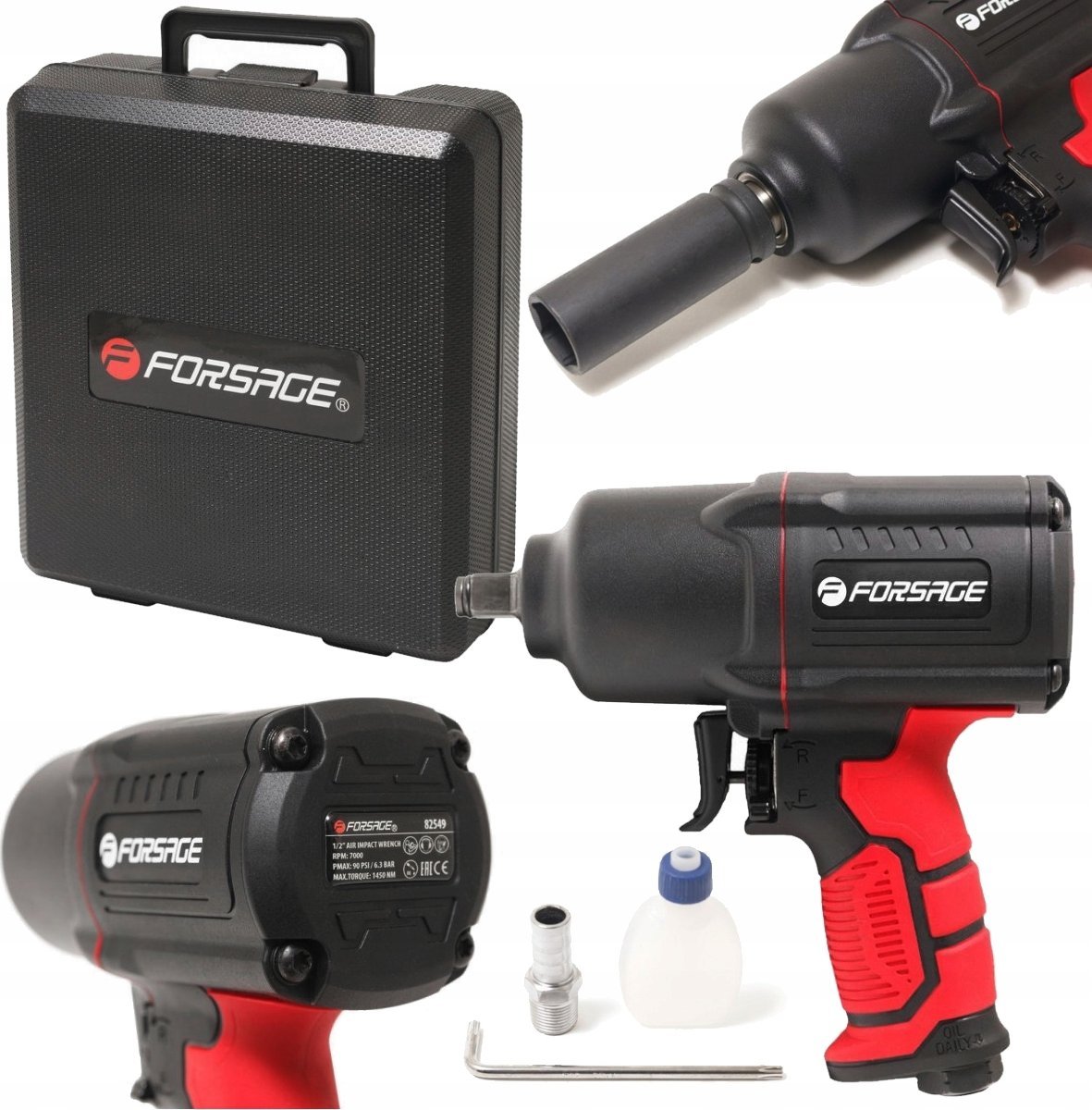 Klucz udarowy Forsage Klucz pneumatyczny udarowy TWIN HAMMER 1450Nm 1/2"